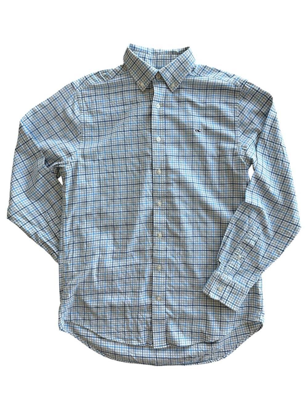Vineyard Vines Slim Fit Whale Button Up Shirt Blue Gray Work Men’s Medium